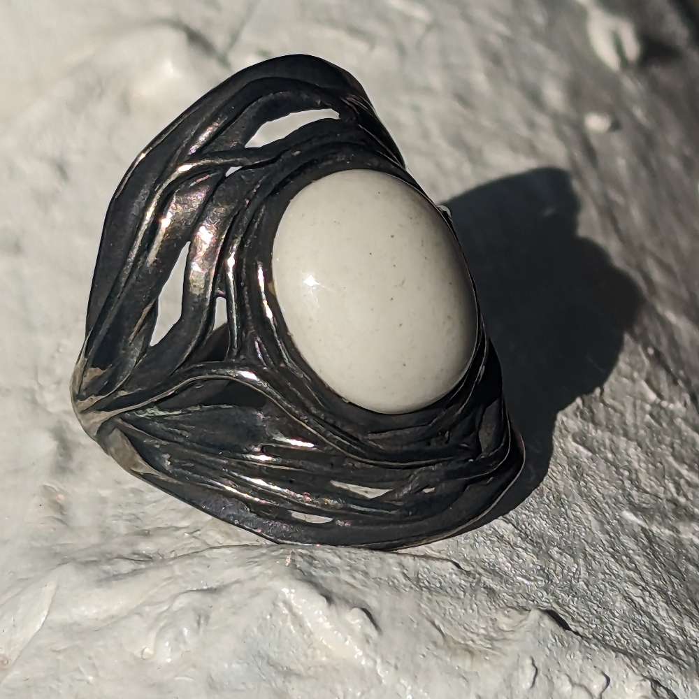 Sterling Silver Ring White Stone - image 4